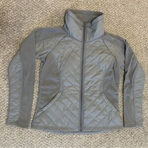 Columbia Quilted Mid Weight Jacket Womens Mes Gray High Neck Full Zip EUC